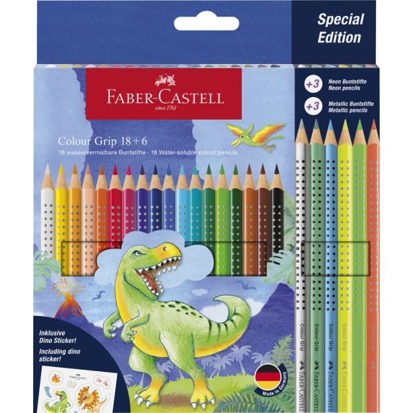 Drvene bojice Grip Dino+6 Grip metalic Faber-Castell 1/18