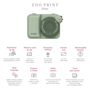 Dečiji digitalni fotoaparat sa štampom fotografija – Zoo print Dinosaurus